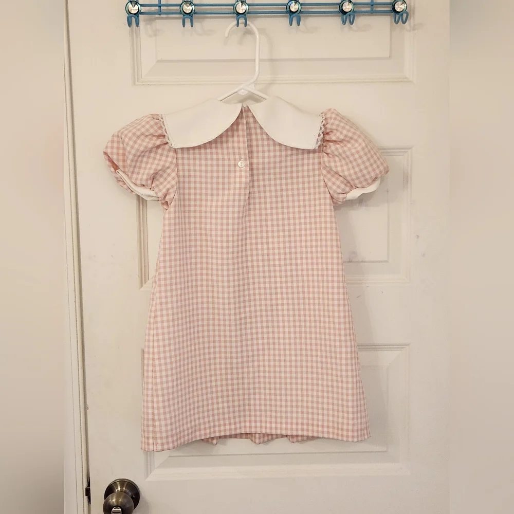 VTG Youngland Pink White Plaid Short Puff Sleeve Dress Size 6t‎ READ #S899